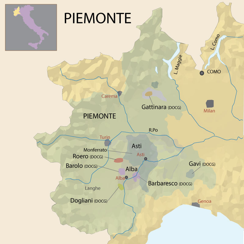 Wine Map Of Piedmont Italy - Lake George Florida Map